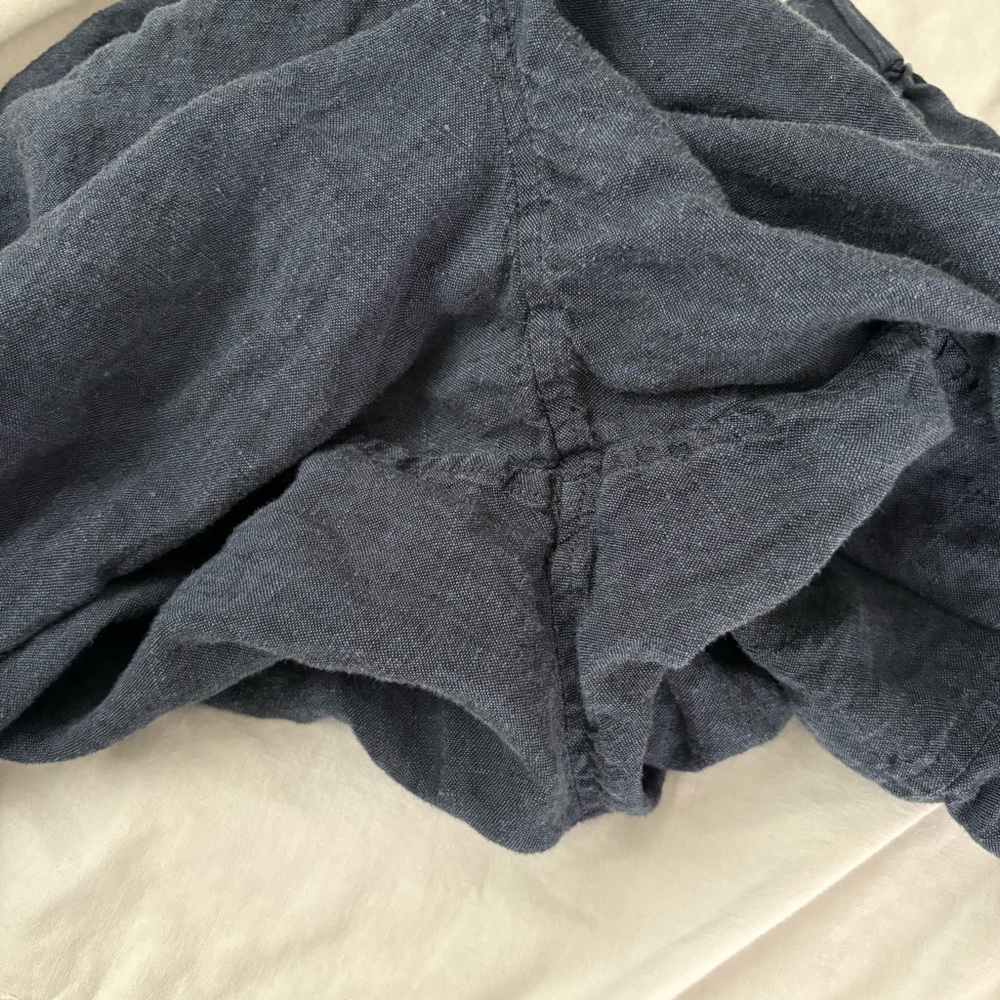 Poetry Tailored Trousers V784 Washed Navy Blue 100% Linen Pants Size 14 cropped - Picture 6 of 6